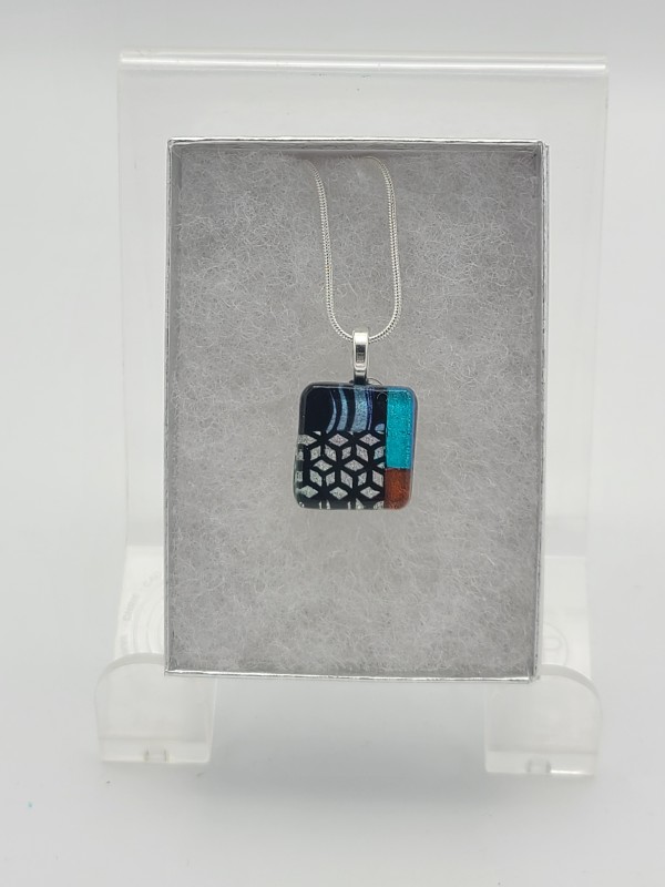 Necklace, Small with Silver Dichroic Patterns by Kathy Kollenburn