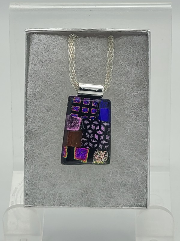 Necklace-Purple/Blue Dichroic Designs by Kathy Kollenburn