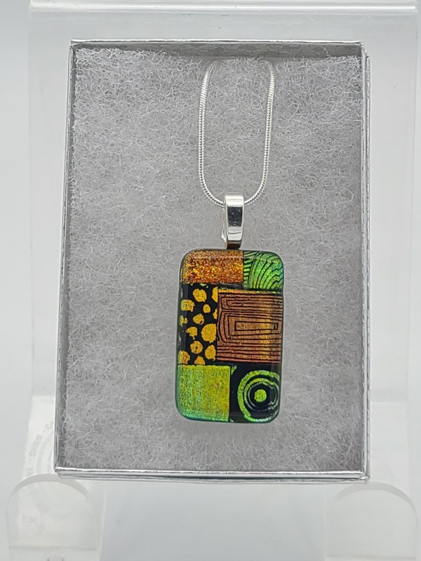 Necklace-Gold and Copper Dichroic Patterns by Kathy Kollenburn