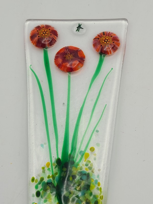 Plant Stake-Red Flower Trio by Kathy Kollenburn