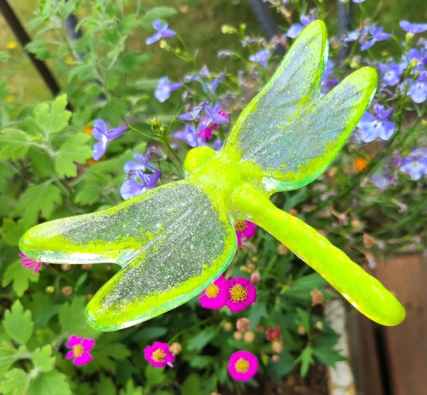 Plant Pick-Dragonfly, Large in Greens by Kathy Kollenburn