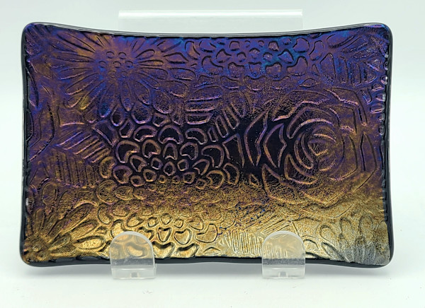 Soap Dish/Spoon Rest-Impressed Botanical Design on Rainbow Irid by Kathy Kollenburn