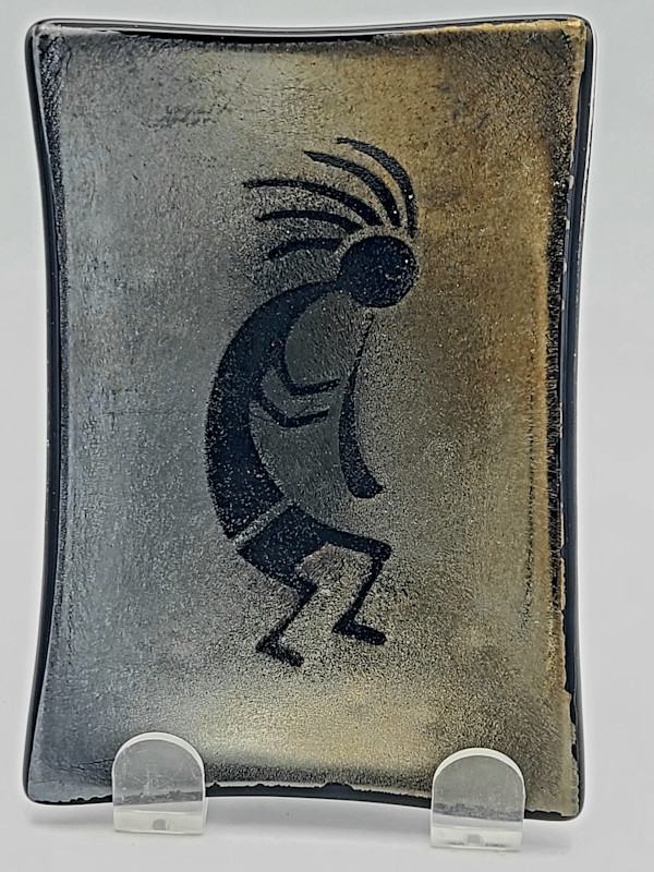 Soap Dish/Spoon Rest-Kokopelli on Gold Irid by Kathy Kollenburn