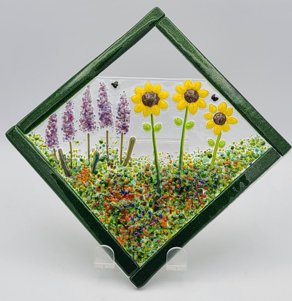 Garden Hanger-Diagonal with Lavender and Sunflowers by Kathy Kollenburn