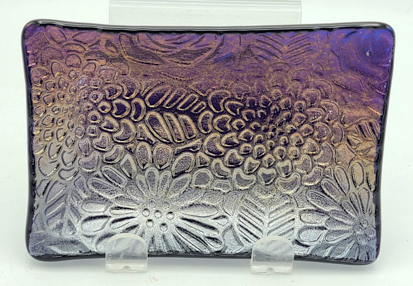 Soap Dish/Spoon Rest-Botanical Impression on Amethyst Rainbow Irid by Kathy Kollenburn