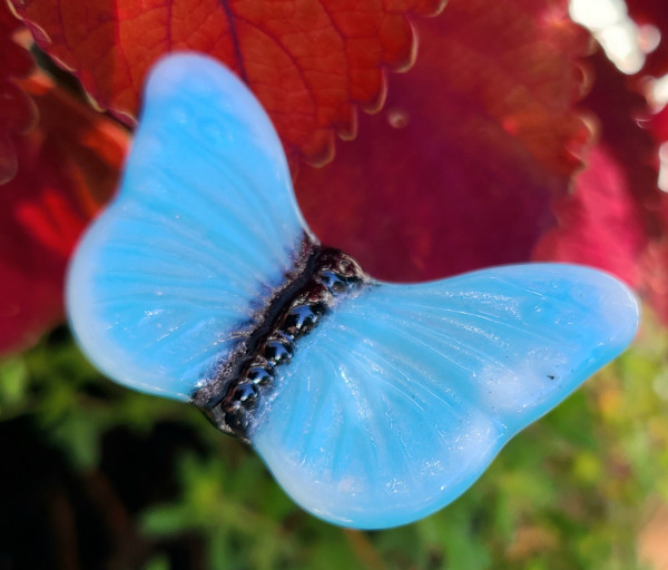 Plant Pick-Butterfly, Small in Blue with White Edges by Kathy Kollenburn