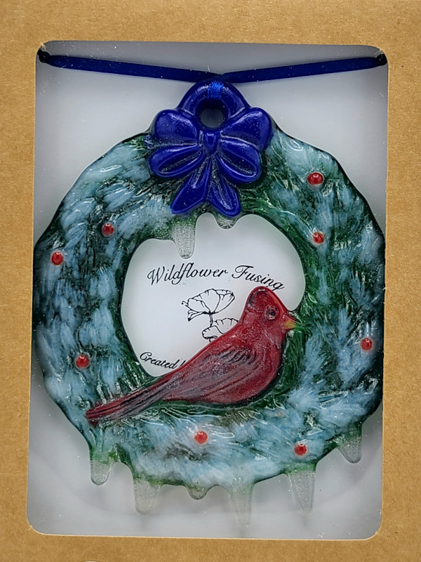 Bird on Wreath Ornament by Kathy Kollenburn