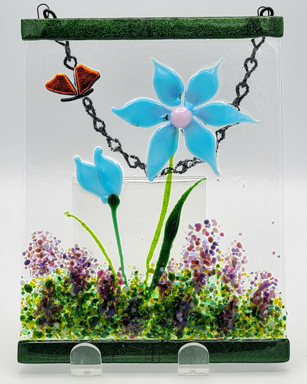 Garden Hanger-Blue Daisies by Kathy Kollenburn