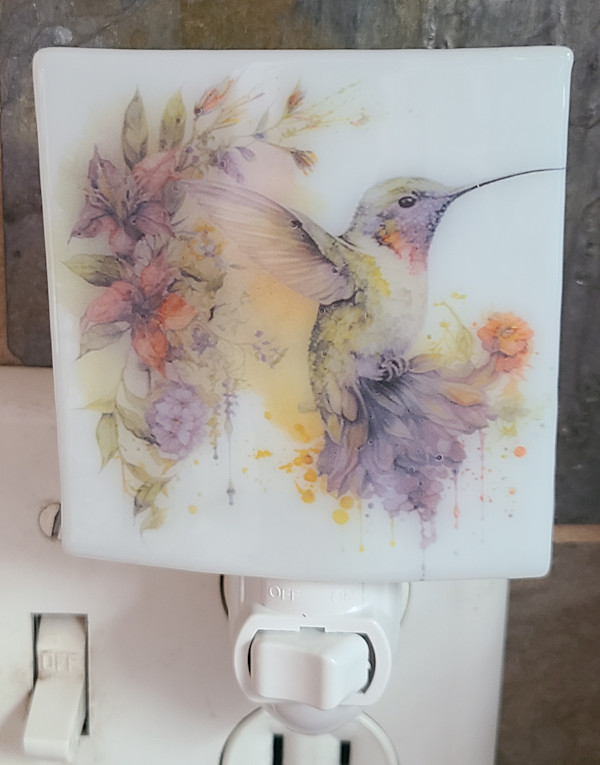 Nightlight-Hummingbird with Flowers by Kathy Kollenburn