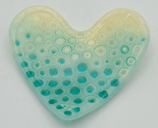 Murrini Heart Dish-Turquoise/Cream by Kathy Kollenburn