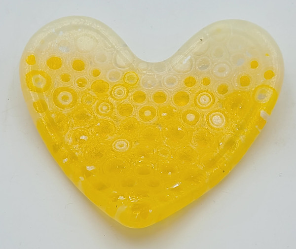 Murrini Heart Dish-Yellows/Cream by Kathy Kollenburn