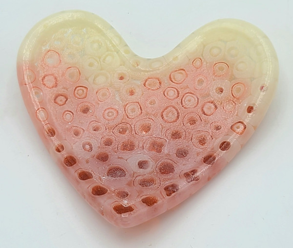 Murrini Heart Dish-Pinks/Cream by Kathy Kollenburn