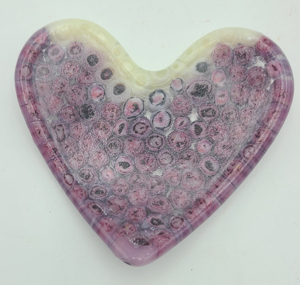 Heart Dish in Pinks/Whites by Kathy Kollenburn