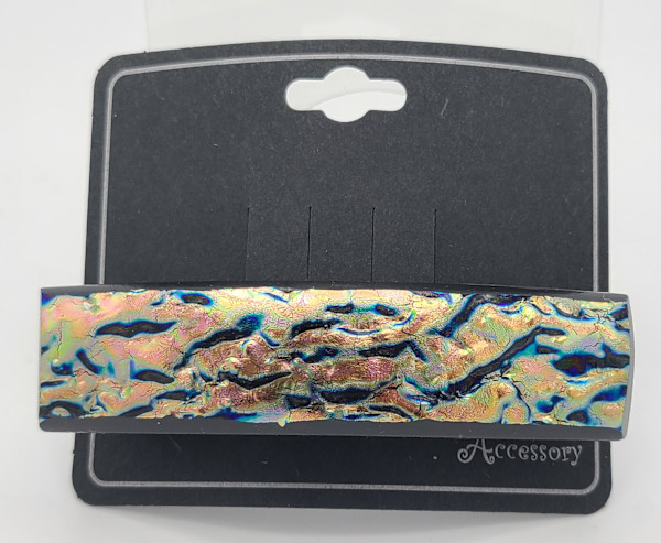Barrette-Orange to Gold Crinkled Dichroic by Kathy Kollenburn