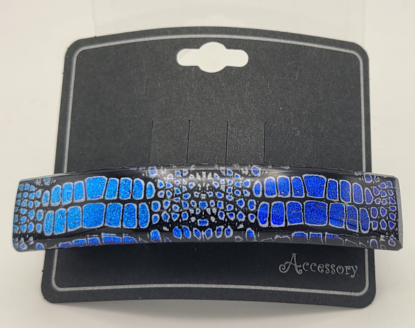 Barrette-Snakeskin Patterned Design on Blue Dichroic by Kathy Kollenburn
