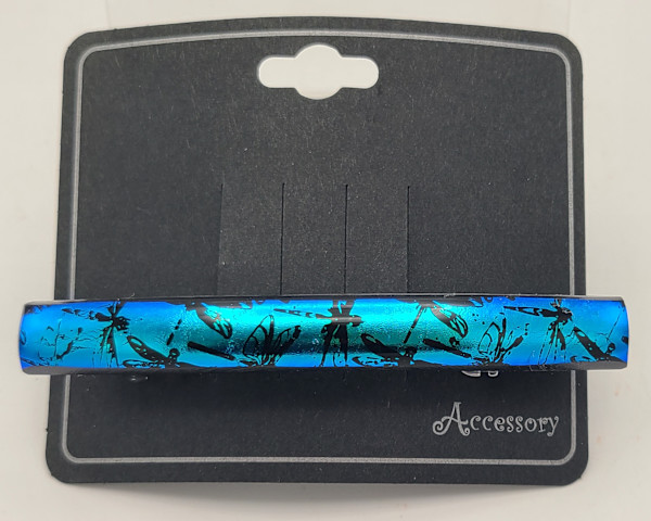 Barrette-Dragonfly Design on Blue Dichroic by Kathy Kollenburn