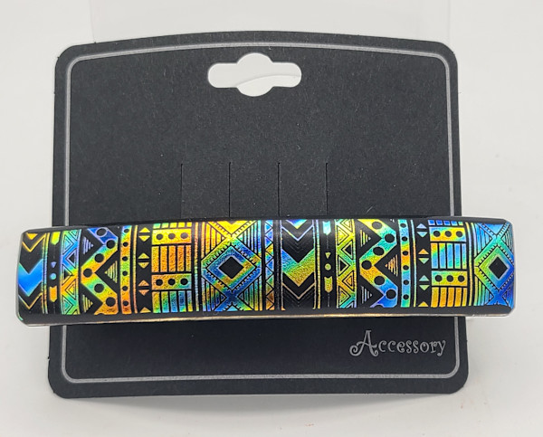 Barrette-Geometric Illustration Pattern on Multi-Colored Dichroic by Kathy Kollenburn