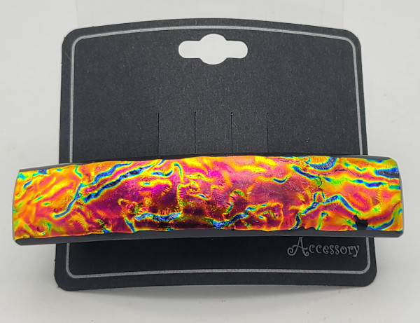 Barrette-Orange/Red Crinkled Dichroic, uncapped by Kathy Kollenburn