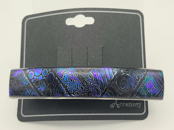 Barrette-Richochet Pattern on Blue/Purple Dichroic by Kathy Kollenburn