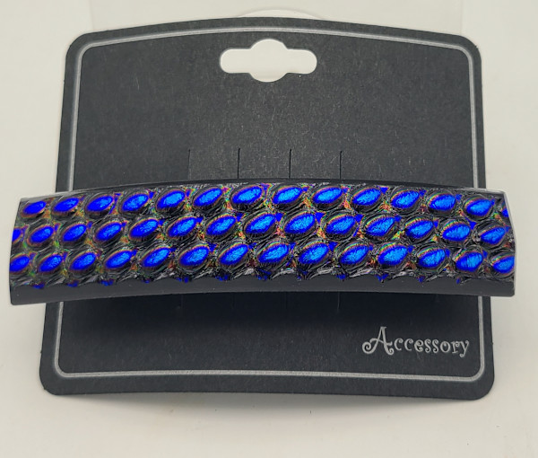 Barrette-Circle Design on Blue/Black Dichroic by Kathy Kollenburn