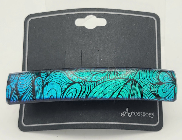 Barrette-Petal Dichroic on Green/Blue by Kathy Kollenburn