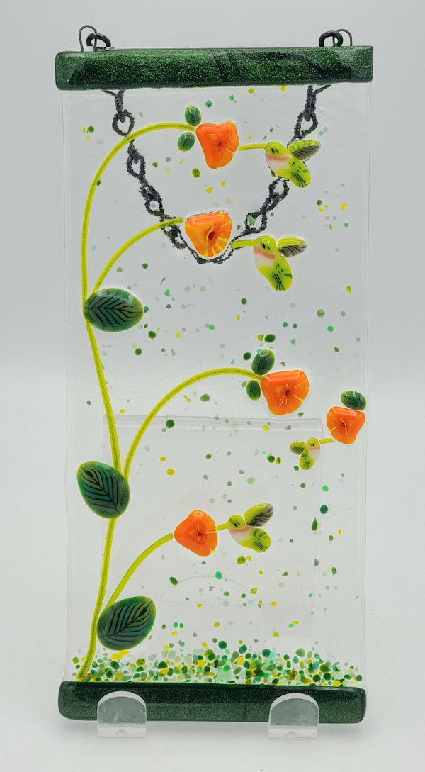 Garden Hanger-Hummingbirds and Trumpet Flowers by Kathy Kollenburn