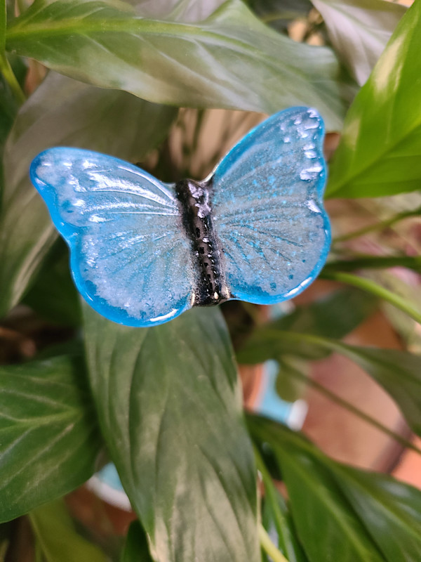 Plant Pick-Butterfly, Small in Blue/Black by Kathy Kollenburn