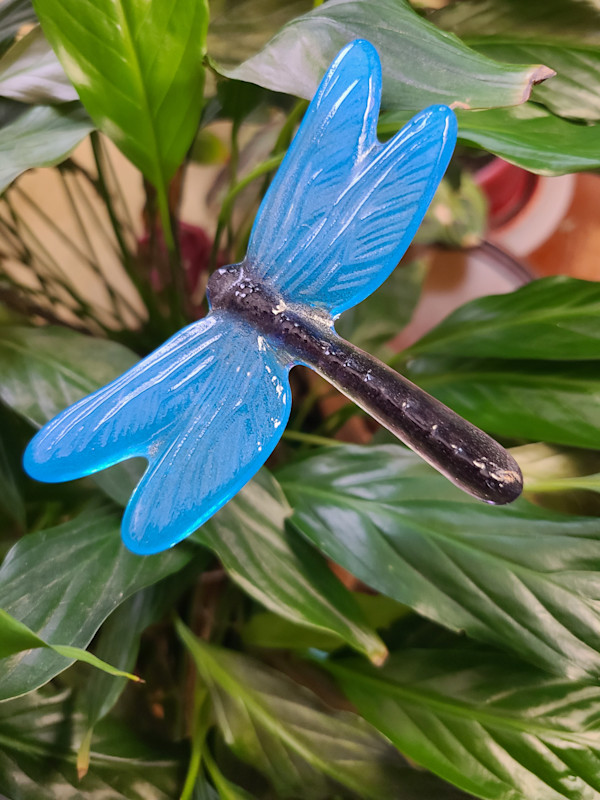 Plant Pick-Dragonfly, Medium in Purple/Blue by Kathy Kollenburn