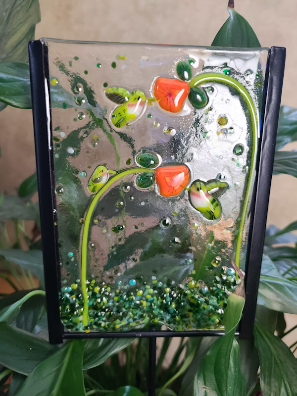 Garden Stake-Hummingbirds and Trumpet Flowers by Kathy Kollenburn