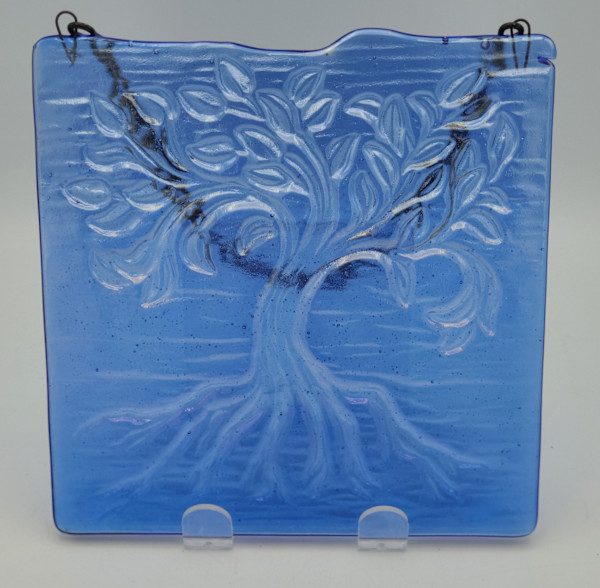 Garden Hanger-Tree of Life, Small in Sky Blue Irid by Kathy Kollenburn