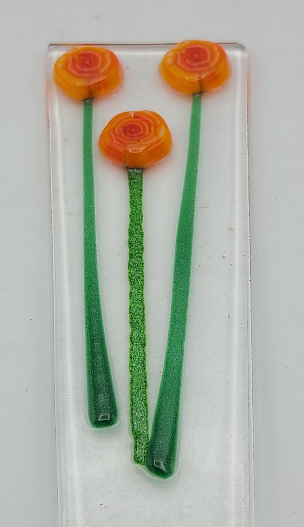 Plant Stake-Orange Roses by Kathy Kollenburn