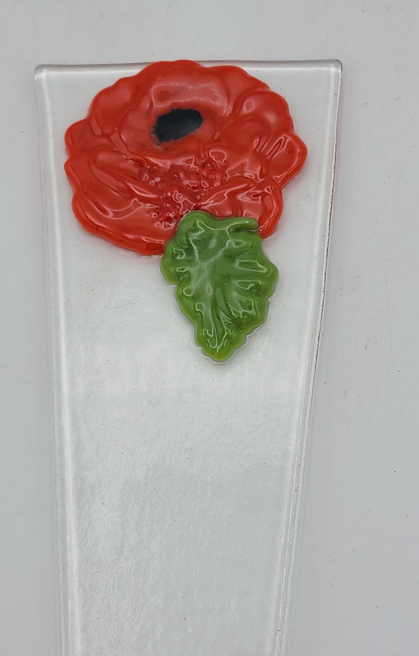 Plant Stake-Red Poppy with Leaf by Kathy Kollenburn