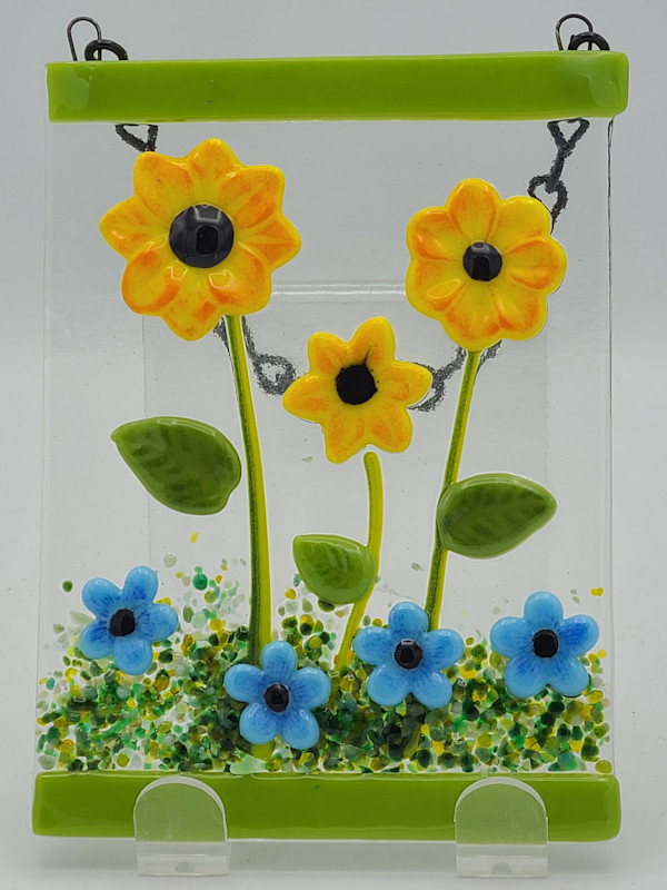 Garden Hanger-Yellow Sunflowers with Blue Daisies by Kathy Kollenburn
