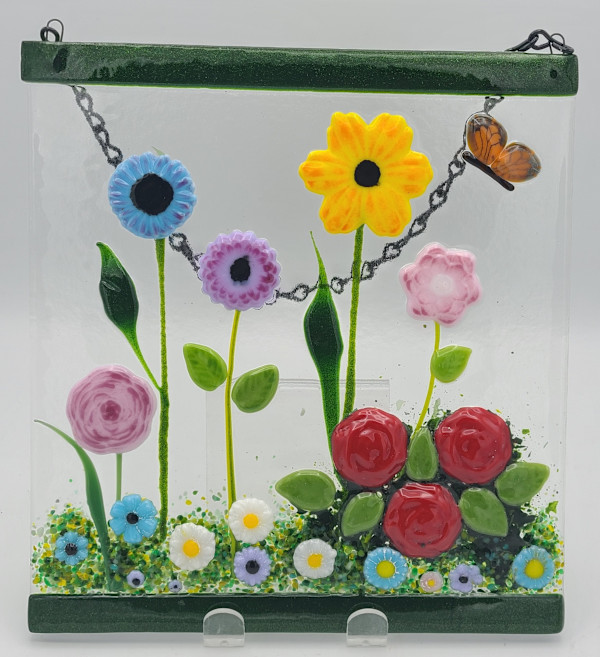 Garden Hanger-Roses, Daisy and other Flowers with Monarch Butterfly by Kathy Kollenburn