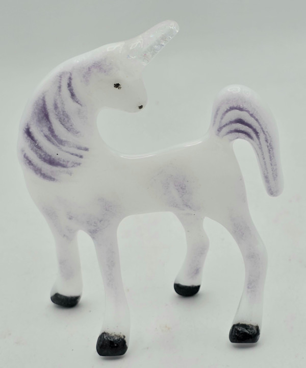 Stand-Up Unicorn in White with Purple Tints by Kathy Kollenburn