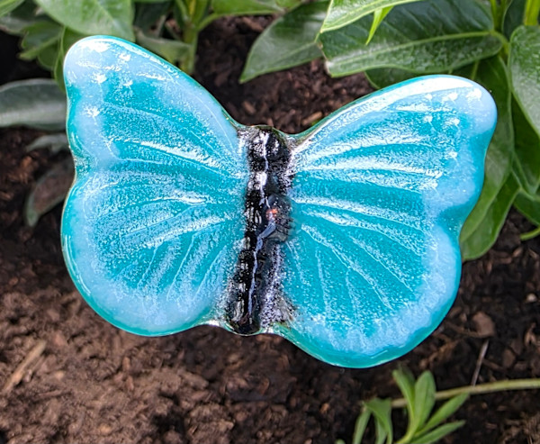 Plant Pick-Butterfly, Small in Green/White/Black by Kathy Kollenburn