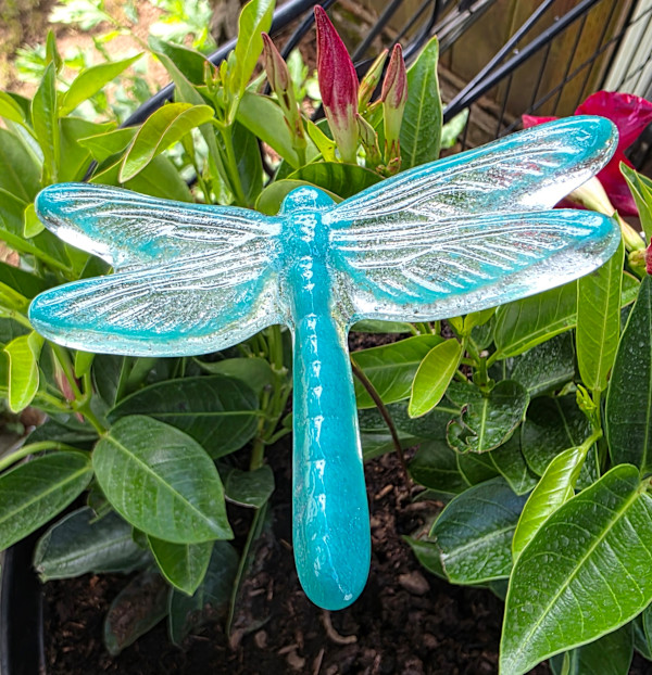 Plant Pick-Dragonfly, Medium in Greens by Kathy Kollenburn