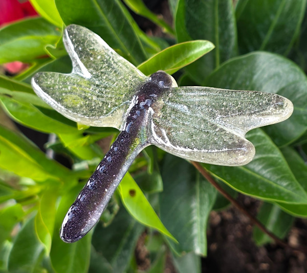 Plant Pick-Dragonfly, Small in Purple/Clear by Kathy Kollenburn