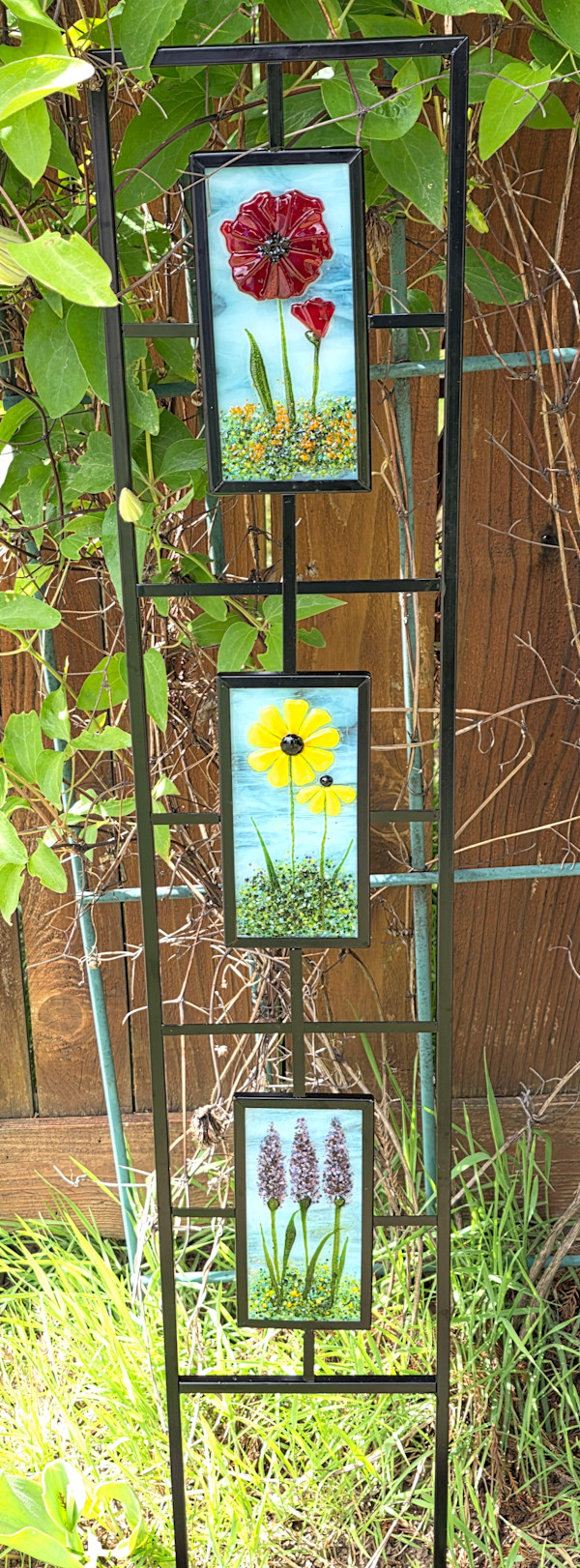 Garden Trellis-Poppies, Daisies, Lavendar by Kathy Kollenburn
