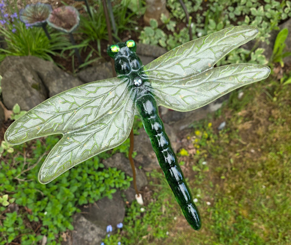 Dragonfly Yard Art in Greens by Kathy Kollenburn