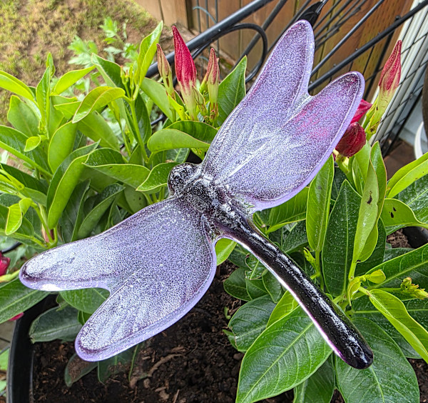 Plant Pick-Dragonfly, Large in Purples by Kathy Kollenburn