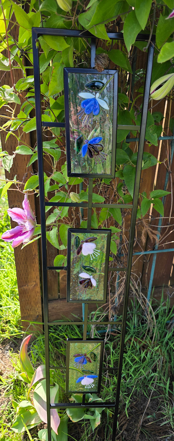 Garden Trellis-Fuchsias by Kathy Kollenburn