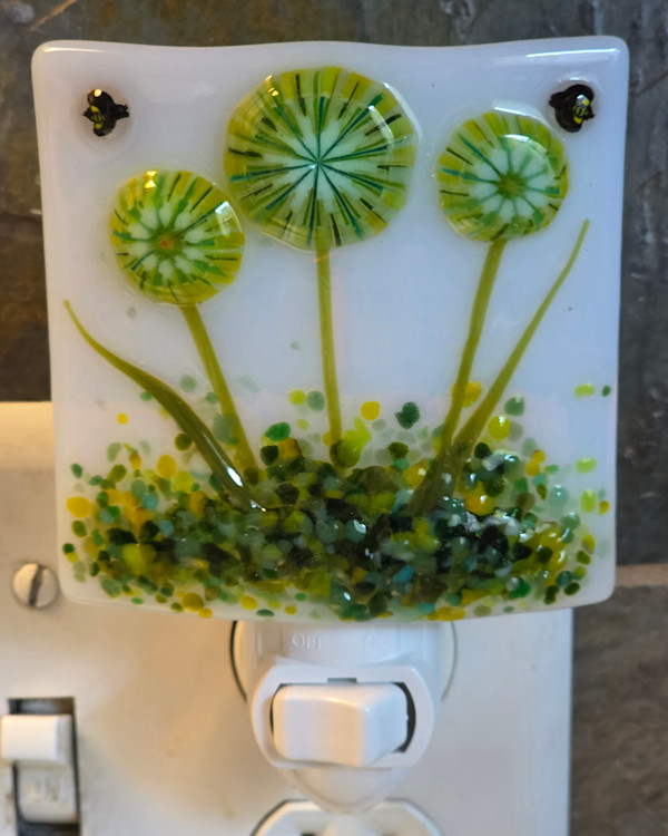 Nightlight-Green/Yellow Mandala Flowers by Kathy Kollenburn