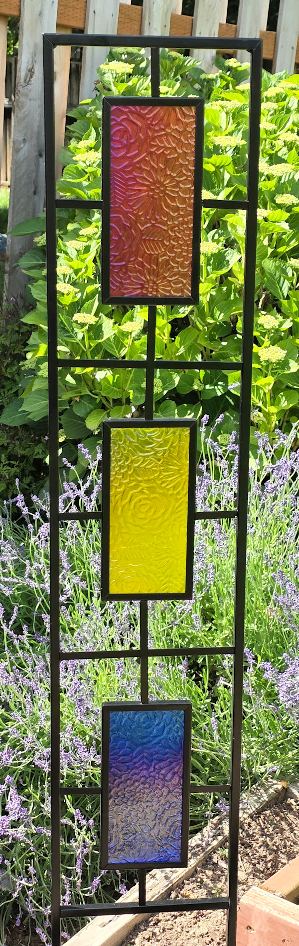 Trellis-with Colored Impressed Botanical Panels by Kathy Kollenburn