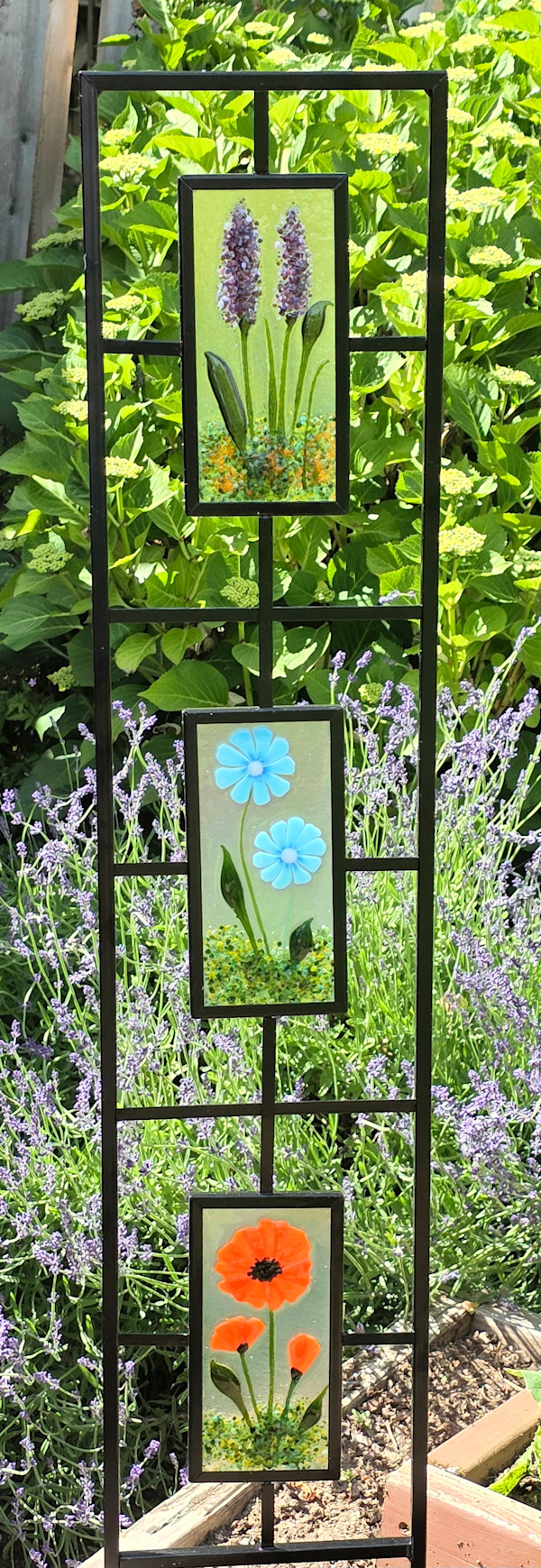 Trellis-with Lavender, Daisy, and Orange Poppy by Kathy Kollenburn