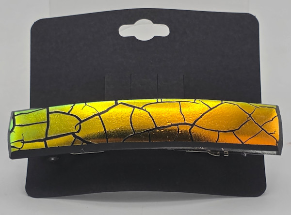 Barrette-Crackle Dichroic in Gold/Orange, Uncapped by Kathy Kollenburn