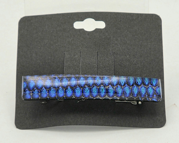 Barrette-Circle Dichroic Design in Blue/Black by Kathy Kollenburn