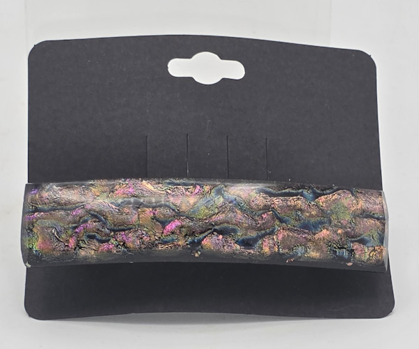 Barrette-Pink/Orange Ripple Dichroic, Capped by Kathy Kollenburn