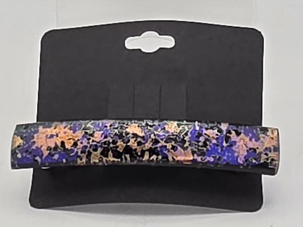 Barrette-Coral and Purple Splatter Dichroic by Kathy Kollenburn