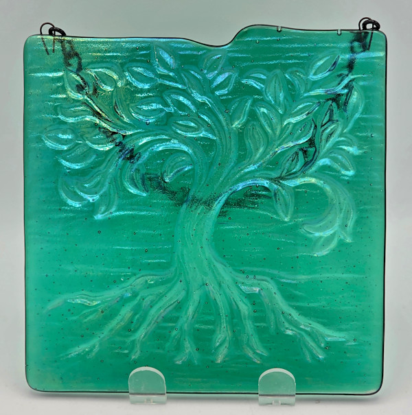 Garden Hanger-Tree of Life, Small in Emerald Green Irid by Kathy Kollenburn